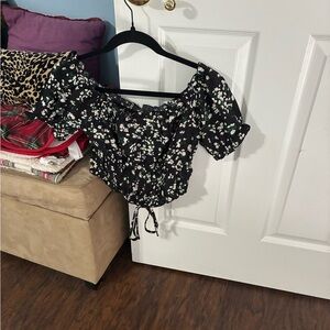 Floral Black Off-Shoulder Top